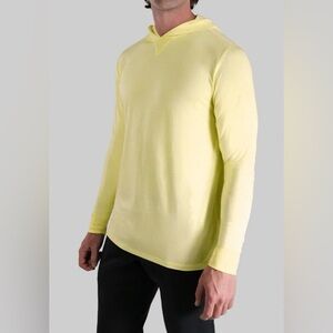 2UNDR Luxury Long Sleeve Hooded Tee Tshirt With Hood Pullover Yellow Mens Large